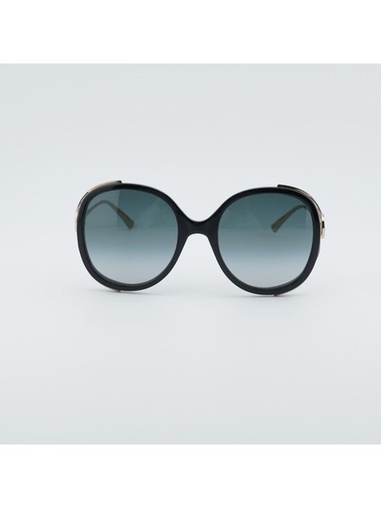Gucci GG0226S 007 Sunglasses Shiny Black Round Frame, Grey Gradient Lenses main image 7